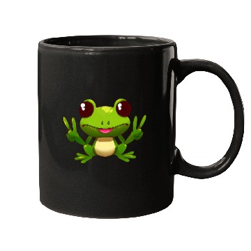 Discover Peace frog frog with peace sign Mugs