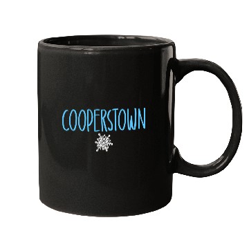 Discover Cooperstown Ny Snowflake Drawing Light Blue Text Mugs
