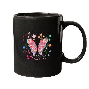 Discover Butterfly flower pink insect bug floral nature Mugs