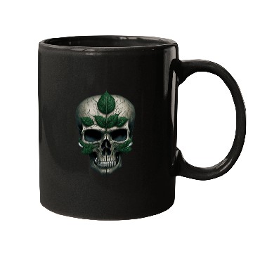 Discover skull with a four-leaf clover in the center T-shir Mugs