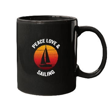 Discover Peace Love Sailing Boat Boating Mugs