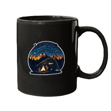 Discover Camper Sitting By A Campfire Mugs
