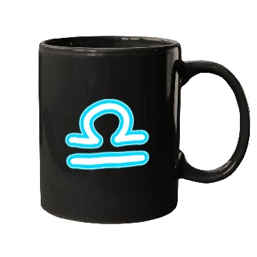 Discover Libra Zodiac Sign Neon Blue Mugs