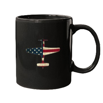 Discover Patriotic Veteran Fighter Warbird Plane Us Flag P Mugs