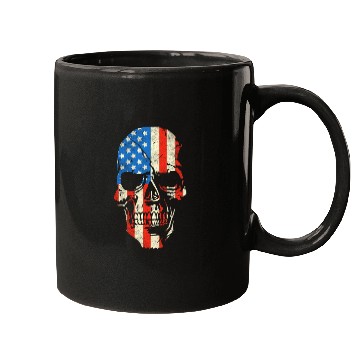 Discover Skull Graphic Patriotic Badass Distressed Art Us Mugs
