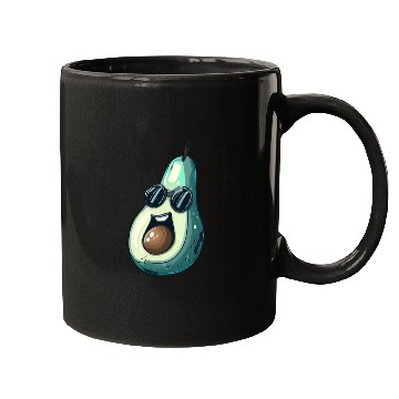 Discover Cool Kawaii Avocado with Sunglasses - Expressive Mugs