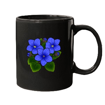 Discover Blue African Violets In Black Mugs