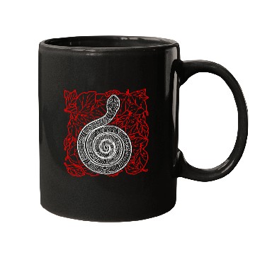 Discover Tribal Snake Ink Art Tattoo Red White Mugs