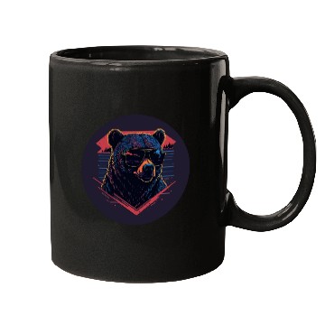 Discover Synthwave Bear art Mugs