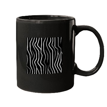 Discover Monochrome Elegance: White Abstract Lines on Black Mugs