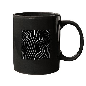 Discover Monochrome Elegance: White Abstract Lines on Black Mugs