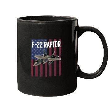 Discover F 22 Raptor Aircraft USA Flag Mugs