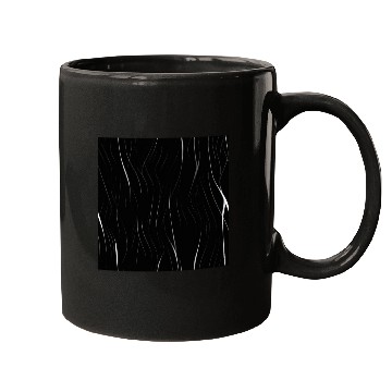 Discover Monochrome Elegance: White Abstract Lines on Black Mugs