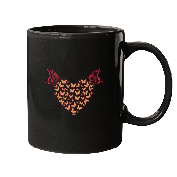 Discover Heart pattern with butterflies Mugs