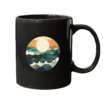 Discover Hokusai Japanese Art Inspired Patterned Ocean Mugs