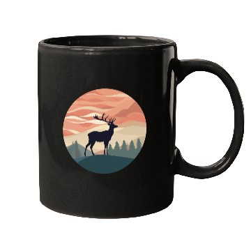 Discover Deer Silhouette Emerald Forest Wanderlust Design Mugs