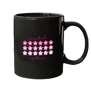 Discover Mental Health Matters RetroFlowers Barbiecore Pink Mugs