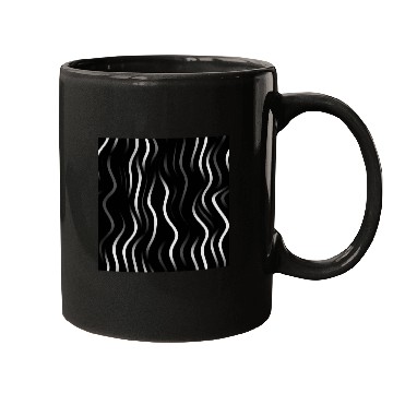 Discover Monochrome Elegance: White Abstract Lines on Black Mugs