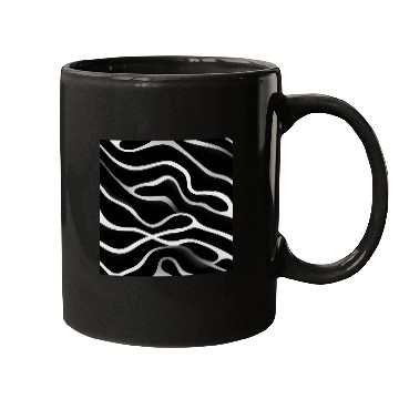 Discover Monochrome Elegance: White Abstract Lines on Black Mugs