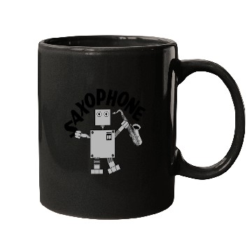 Discover Saxophone Robot Text Mugs