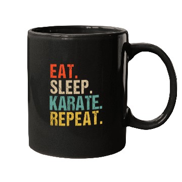 Discover Funny Eat Sleep Karate Repeat Mugs
