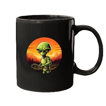 Discover Green Alien Golfer - Extraterrestrial Playing Golf Mugs