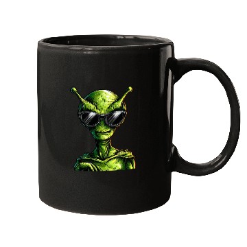 Discover Cool Green Alien - Extraterrestrial with Mugs