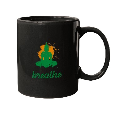Discover Breathe quote Buddha graphic Mugs