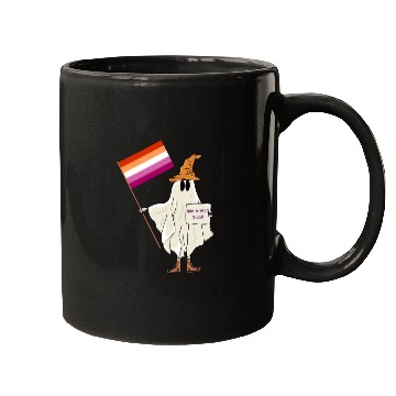 Discover Halloween Ghost With Lesbian Flag Mugs