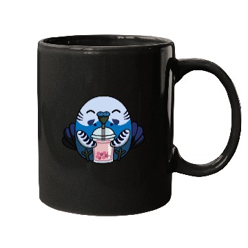 Discover Bubbly Budgie Cute Adorable Budgie with Bubble Tea Mugs