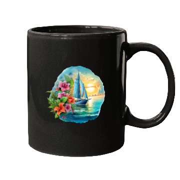 Discover Sailing Ship Sailing Orchids Flowers Sailboat Mugs