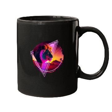 Discover Synthwave desert Lion Mugs