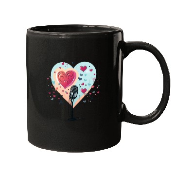 Discover Microphone, music, singer, artist, heart, gift Mugs
