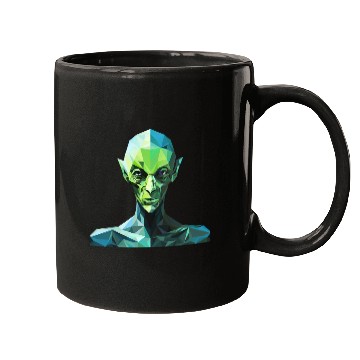 Discover Green Alien in Polygon Style Mugs