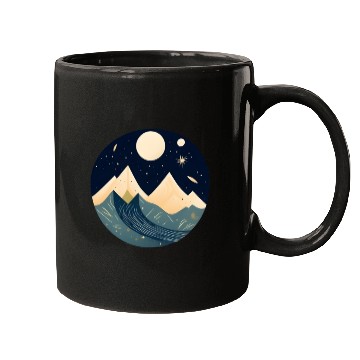 Discover Mountains moon stars Mugs
