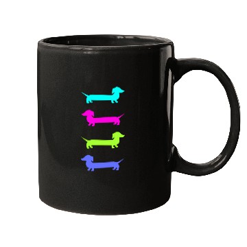 Discover Doe Brightly Colored Dachshunds Mugs