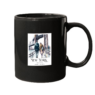 Discover Watercolor painting loving couple in New York City Mugs