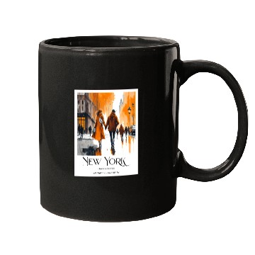 Discover Watercolor painting loving couple in New York City Mugs