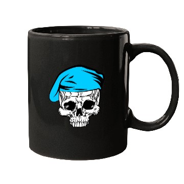 Discover Skeleton skull blue beret military Mugs