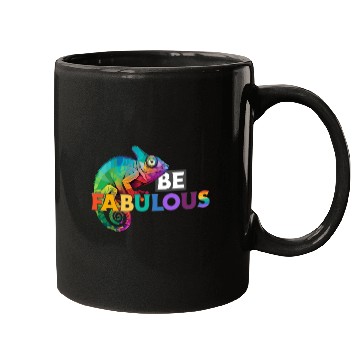 Discover Be fabulous! with rainbow colored chameleon Mugs