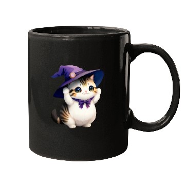 Discover Cute Watercolor Witch Cat Mugs