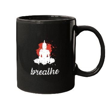 Discover Breathe quote Buddha graphic Mugs
