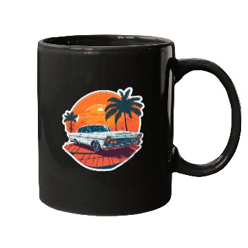 Discover Classic Car Charm: Miami Street Nostalgia Mugs