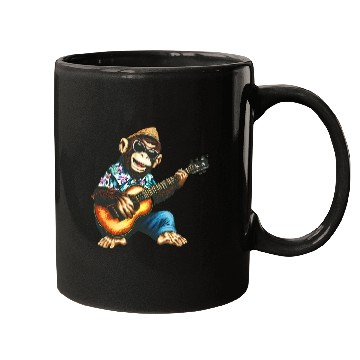 Discover Aloha monkey with guitar Mugs