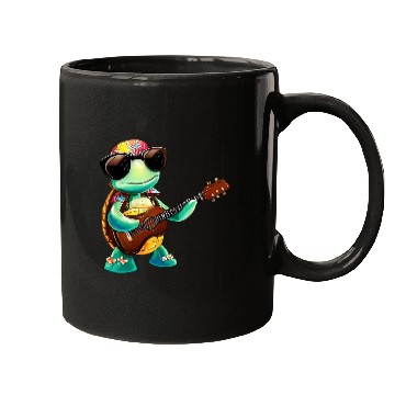 Discover Tropical turtle with guitar Mugs