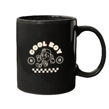 Discover Beige Retro Mascot Cool Boy Mugs