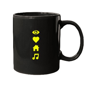 Discover I Love House Music yellow Mugs