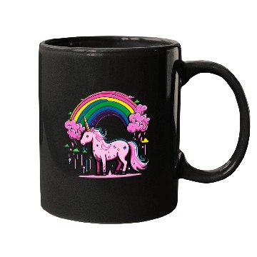 Discover Pink cute unicorn in rainbow Mugs