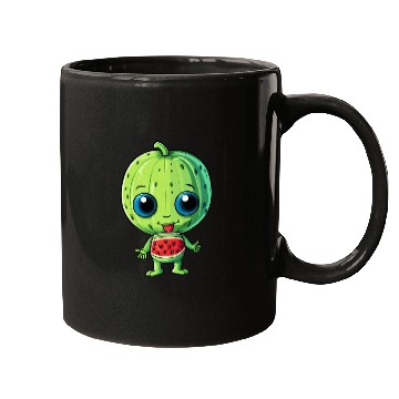 Discover Green Alien & Watermelon: A Galactic Fusion Mugs