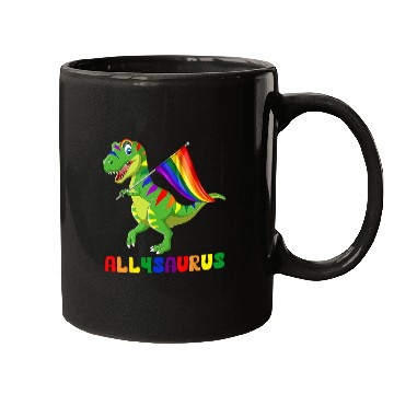 Discover Rainbow Ally Saurus Embracing Diversity Mugs